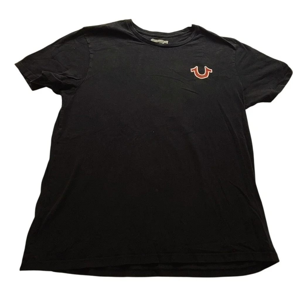True Religion Men's World Tour Buddha Guitar Graphic T-Shirt‎ Black Large Casual
